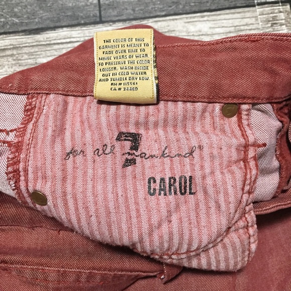 7 For All Mankind Carol Emilio Pucci Jeans Women 27 Red (Inseam 33) Straight K3 - Picture 11 of 13